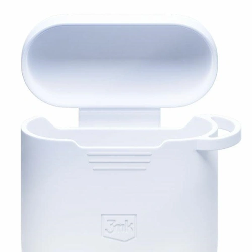 Etui 3MK Silicon Case Apple AirPods 2 + karabińczyk białe/white