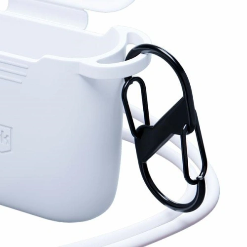 Etui 3MK Silicon Case Apple AirPods 2 + karabińczyk białe/white