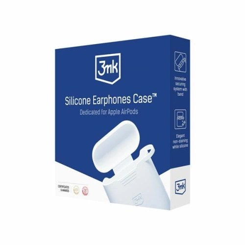 Etui 3MK Silicon Case Apple AirPods 2 + karabińczyk białe/white