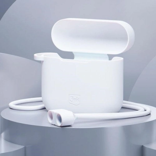 Etui 3MK Silicon Case Apple AirPods 3 + karabińczyk białe/white