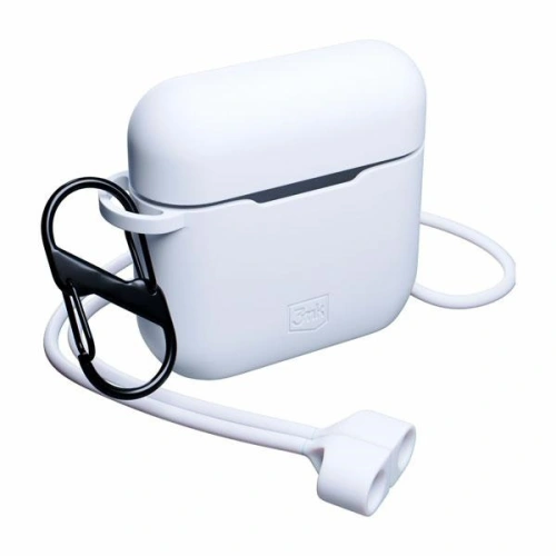 Etui 3MK Silicon Case Apple AirPods 3 + karabińczyk białe/white
