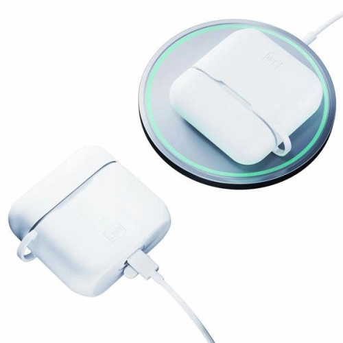Etui 3MK Silicon Case Apple AirPods 3 + karabińczyk białe/white