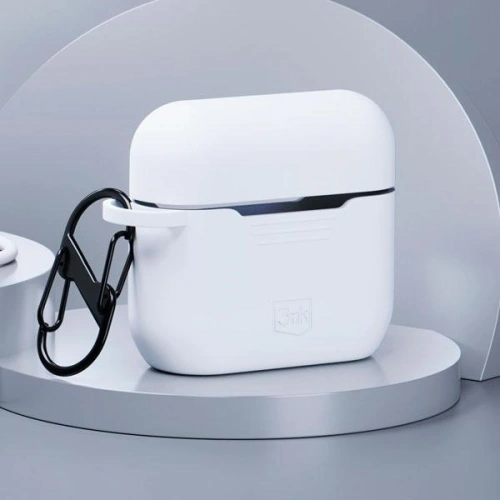Etui 3MK Silicon Case Apple AirPods Pro + karabińczyk białe/white
