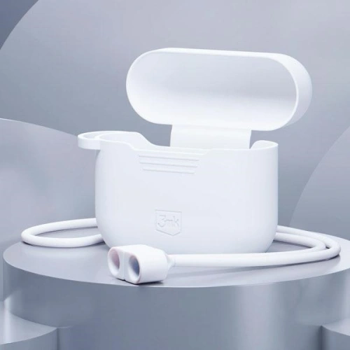 Etui 3MK Silicon Case Apple AirPods Pro + karabińczyk białe/white