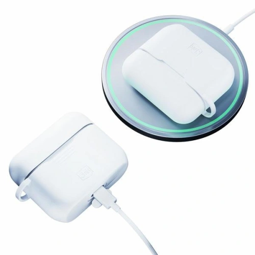 Etui 3MK Silicon Case Apple AirPods Pro + karabińczyk białe/white