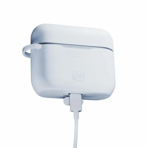 Etui 3MK Silicon Case Apple AirPods Pro + karabińczyk białe/white