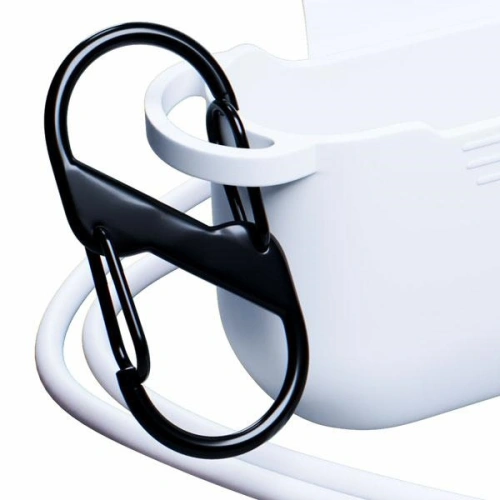 Etui 3MK Silicon Case Apple AirPods Pro + karabińczyk białe/white