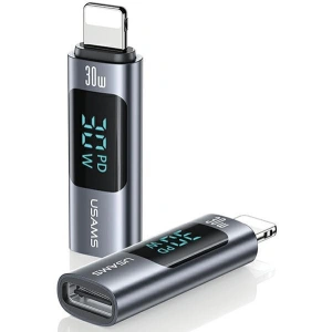 Hurtownia GSM - Adaptor cu afișaj USAMS AU18 USB-C / Lightning Display Digital 30W din oțel/aluminiu - USA1086 - {ean13} - Hurt