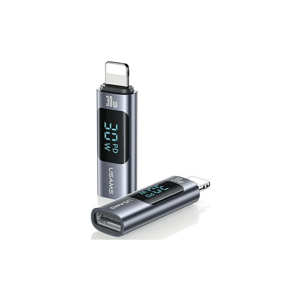 Hurtownia GSM - Adapter mit Display USAMS AU18 USB-C / Lightning Digital Display 30W Stahl/Aluminium - USA1086 - {ean13} - Hurt