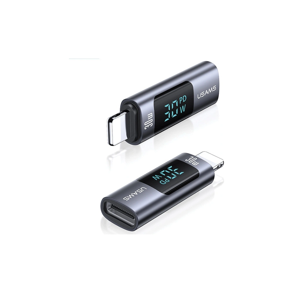 Hurtownia GSM - Adapter mit Display USAMS AU18 USB-C / Lightning Digital Display 30W Stahl/Aluminium - USA1086 - {ean13} - Hurt