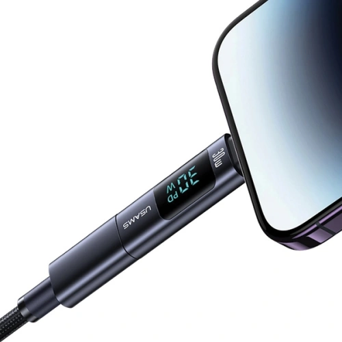 Adapter z wyświetlaczem USAMS AU18 USB-C / Lightning Digital Display 30W stalowy/aluminium