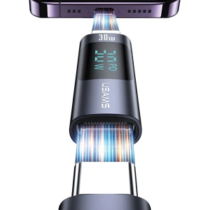 Hurtownia GSM - Adapter z wyświetlaczem USAMS AU18 USB-C / Lightning Digital Display 30W stalowy/aluminium - USA1086 - {ean13} - Hurt