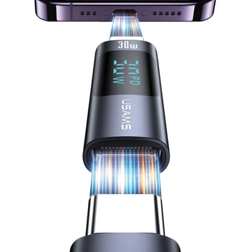 Adapter z wyświetlaczem USAMS AU18 USB-C / Lightning Digital Display 30W stalowy/aluminium