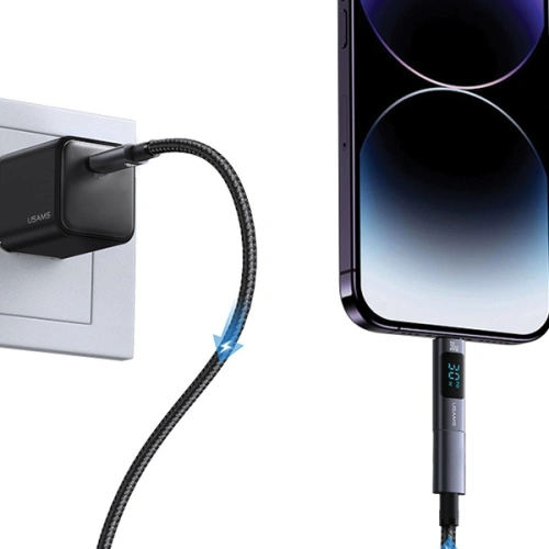 Adapter z wyświetlaczem USAMS AU18 USB-C / Lightning Digital Display 30W stalowy/aluminium