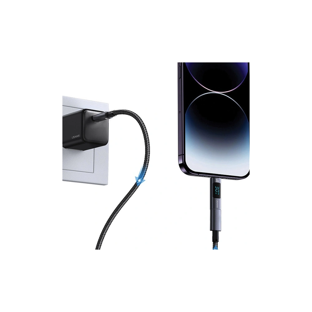 Hurtownia GSM - Adaptér s displejem USAMS AU18 USB-C / Lightning Digitální displej 30W ocel/hliník - USA1086 - {ean13} - Hurt
