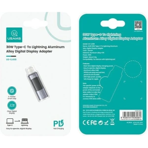 Hurtownia GSM - Adapter z wyświetlaczem USAMS AU18 USB-C / Lightning Digital Display 30W stalowy/aluminium - USA1086 - {ean13} - Hurt