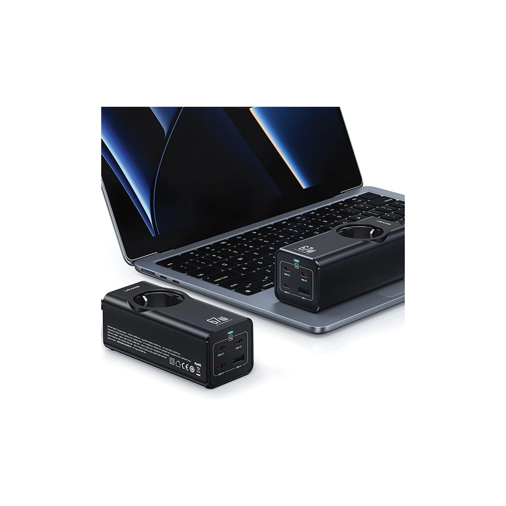 Hurtownia GSM - USAMS AC-Stromleiste / AC 2200W, USB-A 5W, 3xUSB-C 67W GaN PD QC FCP ADC PPS schwarz/black - USA1087 - {ean13} - Hurt