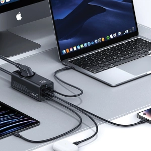 Hurtownia GSM - Listwa zasilająca USAMS AC / AC 2200W, USB-A 5W, 3xUSB-C 67W GaN PD QC FCP ADC PPS czarny/black - USA1087 - {ean13} - Hurt