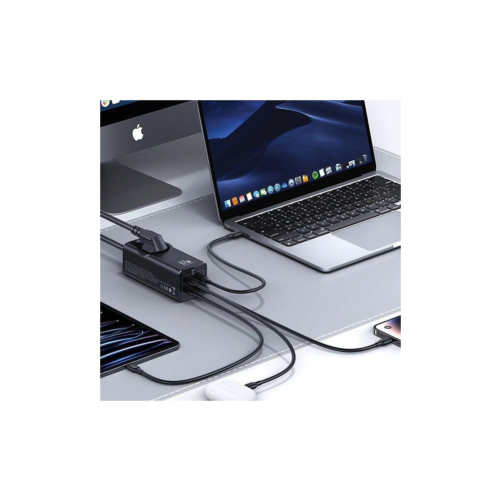 Hurtownia GSM - USAMS AC-Stromleiste / AC 2200W, USB-A 5W, 3xUSB-C 67W GaN PD QC FCP ADC PPS schwarz/black - USA1087 - {ean13} - Hurt