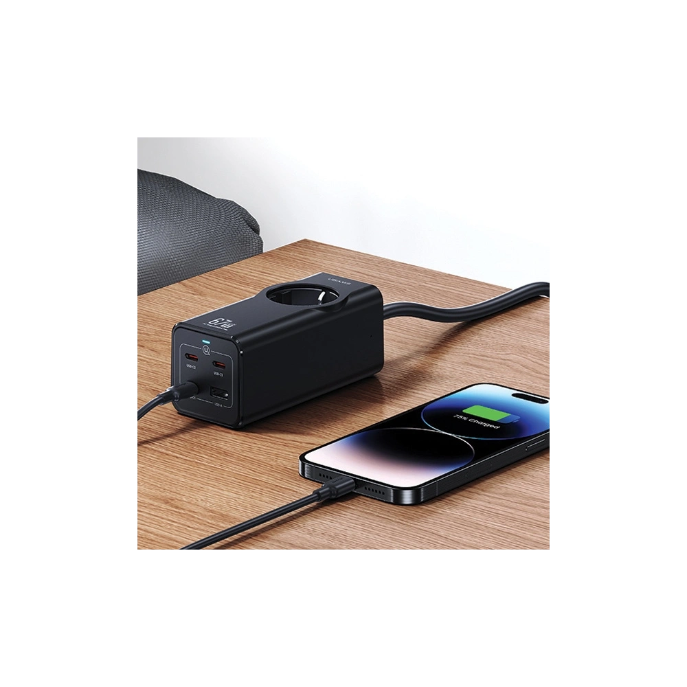 Hurtownia GSM - USAMS AC-Stromleiste / AC 2200W, USB-A 5W, 3xUSB-C 67W GaN PD QC FCP ADC PPS schwarz/black - USA1087 - {ean13} - Hurt