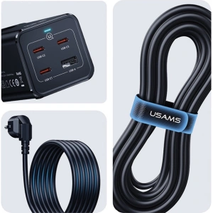 Hurtownia GSM - Listwa zasilająca USAMS AC / AC 2200W, USB-A 5W, 3xUSB-C 67W GaN PD QC FCP ADC PPS czarny/black - USA1087 - {ean13} - Hurt