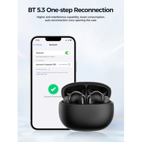 Słuchawki bezprzewodowe dokanałowe TWS Joyroom Funpods Series JR-FB3 Bluetooth 5.3 czarne