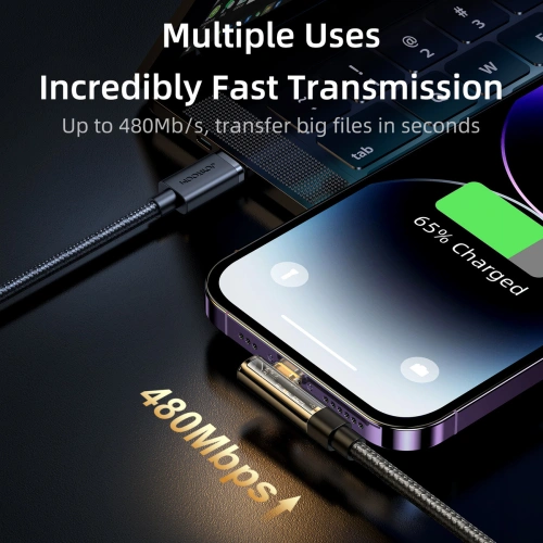 Kabel kątowy Joyroom S-UL012A6 USB-A / Ligtning 2.4A 1.2m niebieski