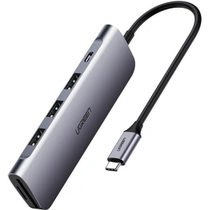 Adapter 6w1 UGREEN Hub USB-C na 3x USB 3.0 + USB-C PD + SD + microSD