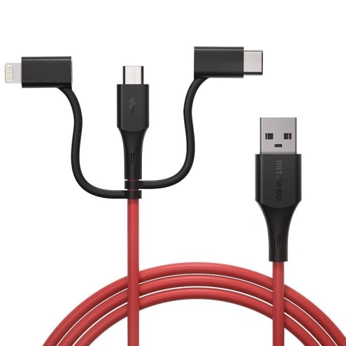 Kabel USB 3w1 BlitzWolf BW-MT4, micro USB/USB-C/Lightning, 3A 0,9m
