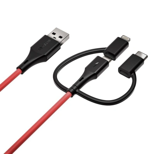 Kabel USB 3w1 BlitzWolf BW-MT4, micro USB/USB-C/Lightning, 3A 0,9m