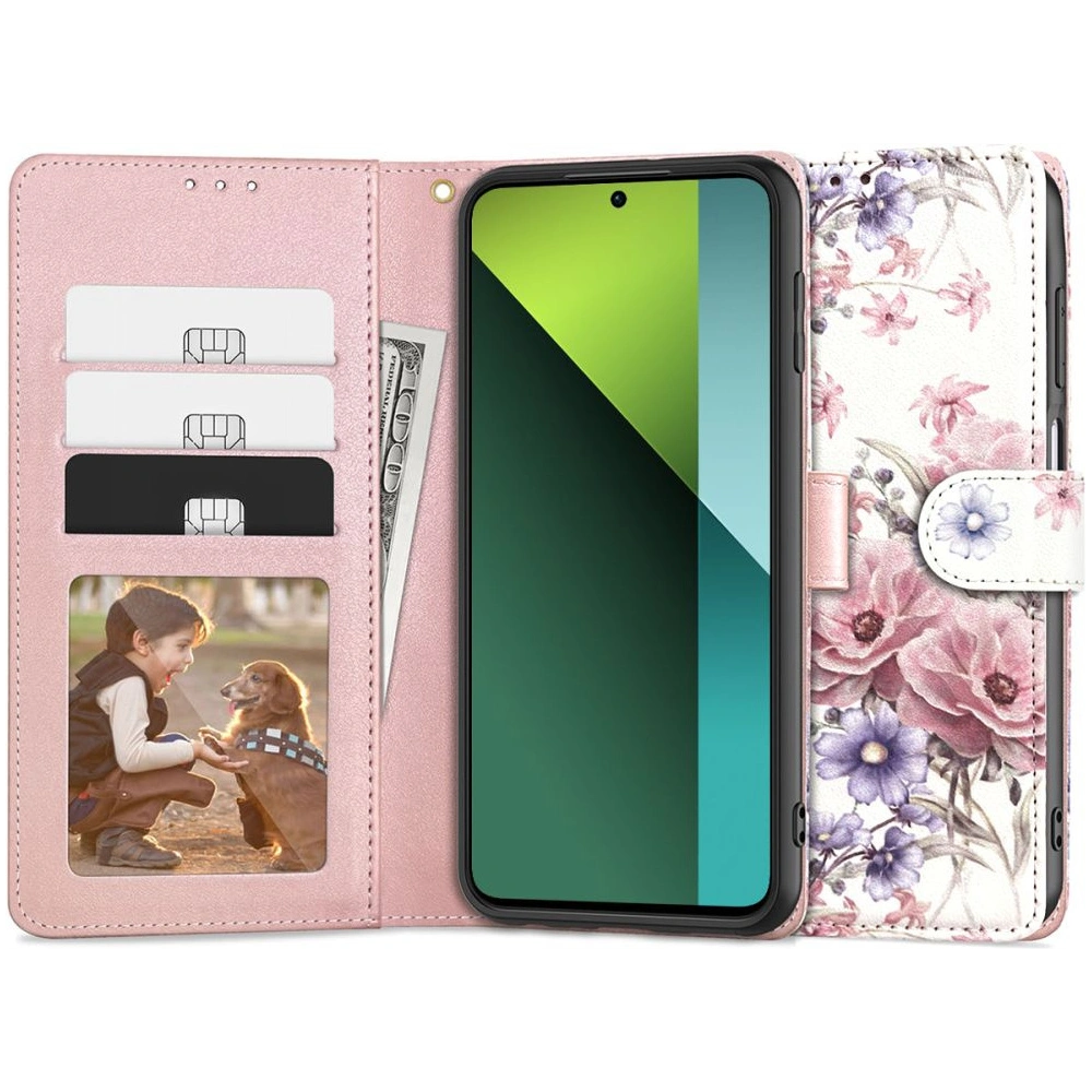 Hurtownia GSM - Etui Tech-Protect Wallet Xiaomi Redmi Note 13 Pro 5G / POCO X6 5G Kvetinový vzor - THP2710 - {ean13} - Hurt