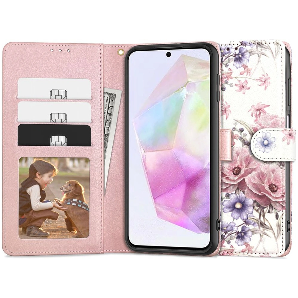 Hurtownia GSM - Etui Tech-Protect Wallet Samsung Galaxy A35 5G Virágos Rózsa - THP2712 - {ean13} - Hurt