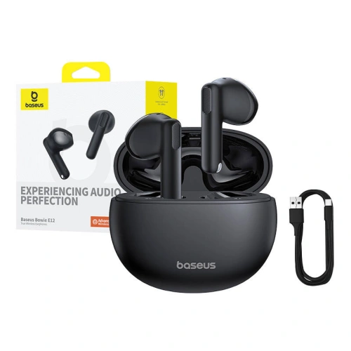 Bezprzewodowe słuchawki douszne TWS Baseus Bowie E12 Bluetooth 5.3 (czarne)