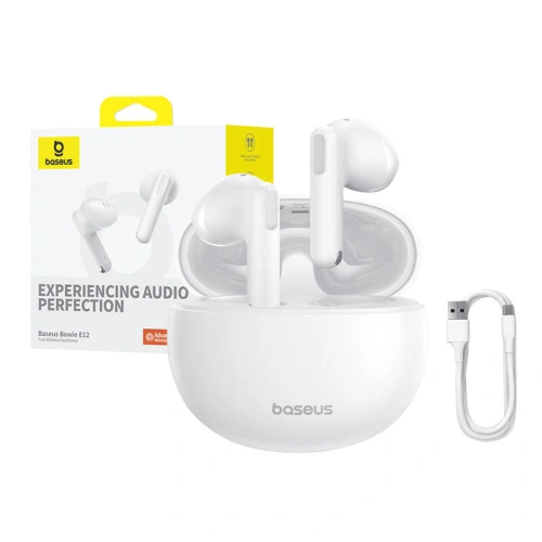 Bezprzewodowe słuchawki douszne TWS Baseus Bowie E12 Bluetooth 5.3 (białe)