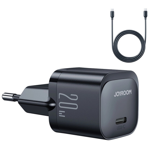Joyroom Distributor - 6941237126412 - JYR993 - Joyroom JR-TCF02 wall charger 20W USB-C PD + USB-C / USB-C cable black - B2B homescreen