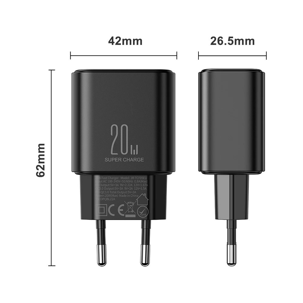 Hurtownia GSM - Ładowarka sieciowa Joyroom JR-TCF05 20W USB-A, USB-C + kabel USB-C / USB-C czarna - JYR994 - {ean13} - Hurt