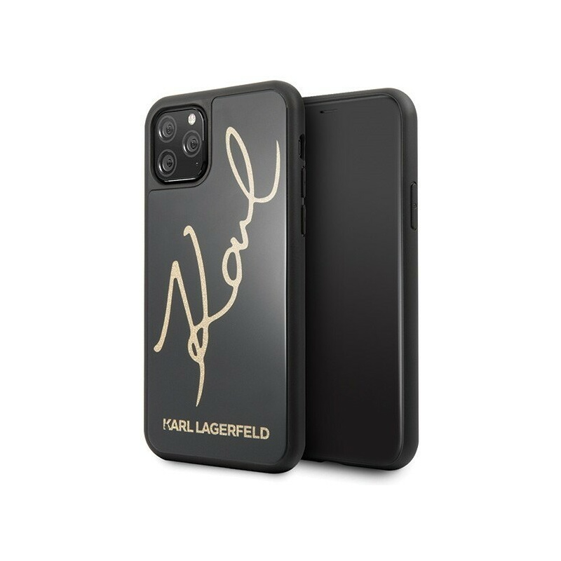 Karl Lagerfeld Distributor - 3700740467596 - KLD115BLK - Karl Lagerfeld KLHCN58DLKSBK iPhone 11 Pro black hard case Signature Glitter - B2B homescreen