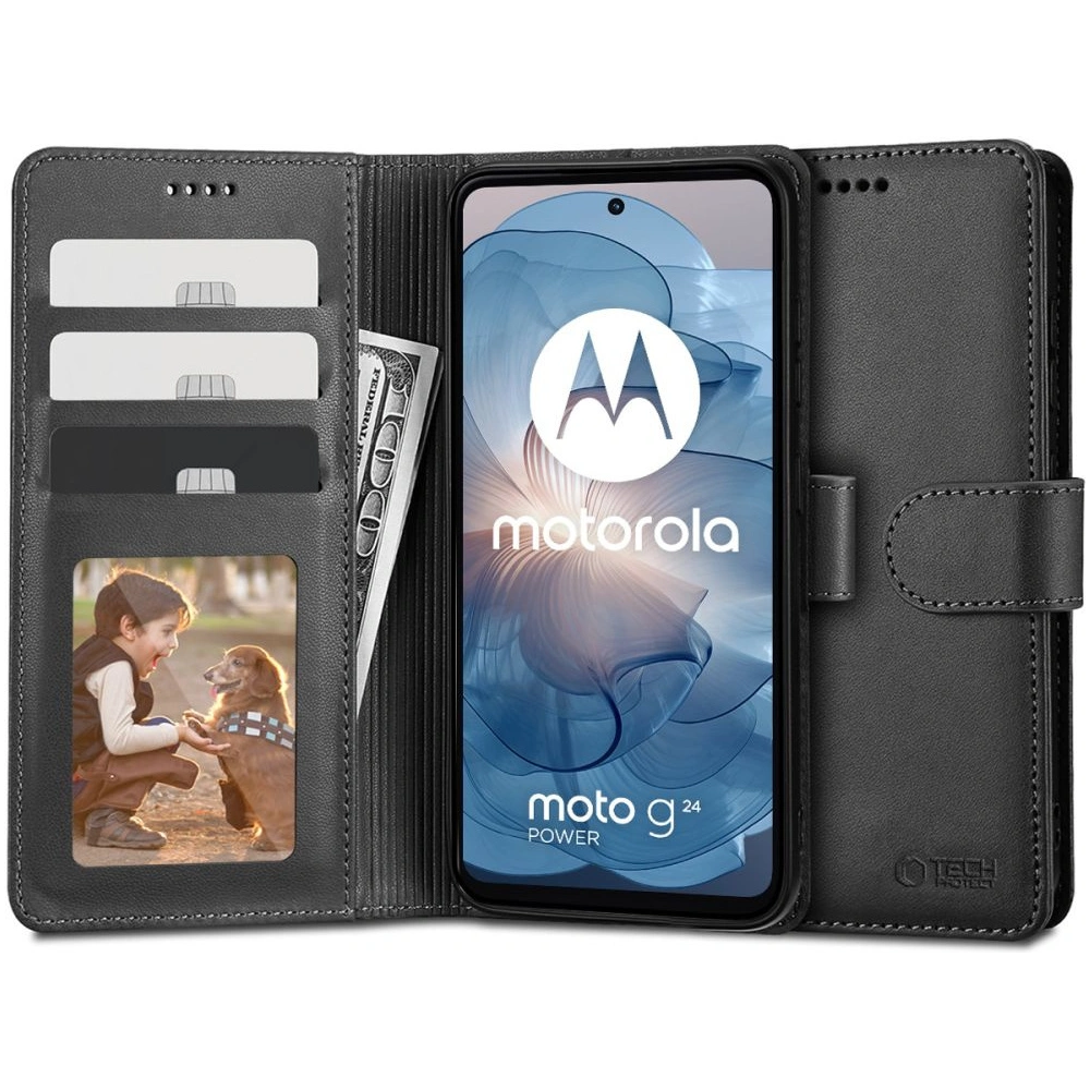 Hurtownia GSM - Etui Tech-Protect Wallet Motorola Moto G24 / G24 Power / G04 Černé - THP2718 - {ean13} - Hurt