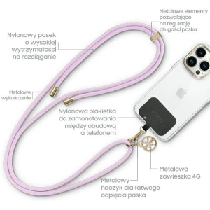 Hurtownia GSM - Pasek Guess GUOUCNMG4EU Univerzális CBDY Kábel Nylon 4G Fém Charm lila - GUE3361 - {ean13} - Hurt