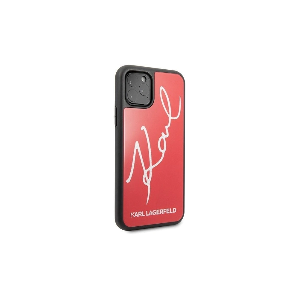 Wholesale Karl Lagerfeld KLHCN58DLKSRE iPhone 11 Pro red hard case Signature Glitter - KLD116RED - {ean13} - Hurt