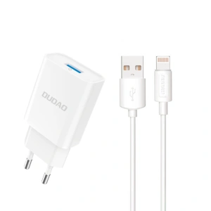 Hurtownia GSM - Nabíječka do sítě Dudao A4EU USB-A 2.1A + kabel USB-A / Lightning bílá - DDA321 - {ean13} - Hurt