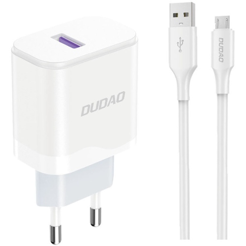 Dudao Distributor - 6976625332014 - DDA324 - Dudao A20EU wall charger USB-A 18W + USB-A / microUSB cable white - B2B homescreen