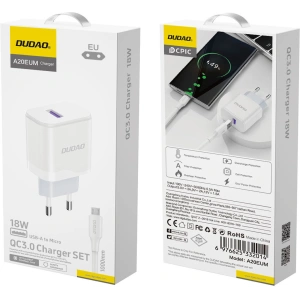 Hurtownia GSM - Síťová nabíječka Dudao A20EU USB-A 18W + kabel USB-A / microUSB bílá - DDA324 - {ean13} - Hurt