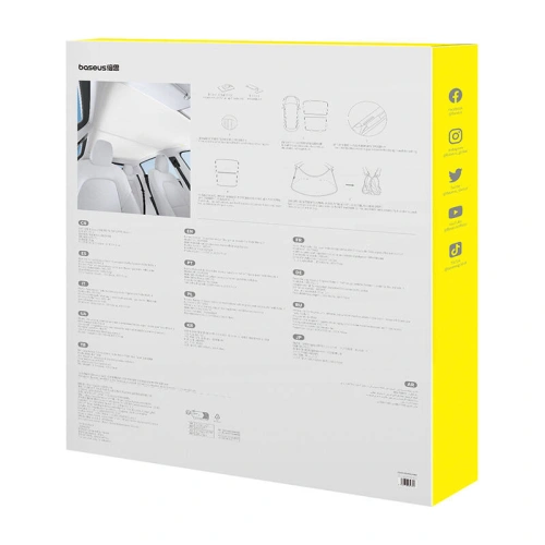 Zasłona dachowa do Tesli model Y/3 Baseus T-Space jednowarstwowa biała