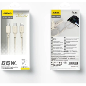 Hurtownia GSM - Kábel 3w1 Dudao L7SE USB-C / USB-C, Lightning, microUSB 66W 1.2m bézs - DDA334 - {ean13} - Hurt