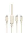 Kábel 2w1 Dudao L7SF USB-C / USB-C, Lightning 100W 1.2m bézs