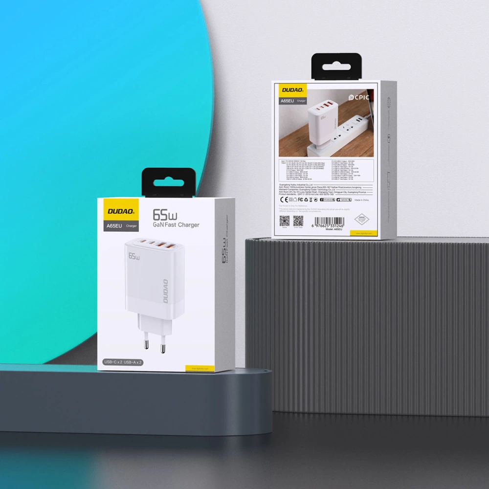 Hurtownia GSM - Încărcătorul de rețea GaN Dudao A65EU 2xUSB-A, 2xUSB-C PD 65W alb - DDA336 - {ean13} - Hurt