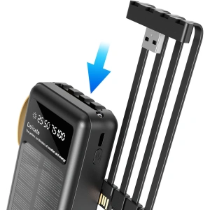 Hurtownia GSM - Solární powerbank Dudao K18+ USB-A, USB-C, Lightning, microUSB 20000mAh černý - DDA345 - {ean13} - Hurt