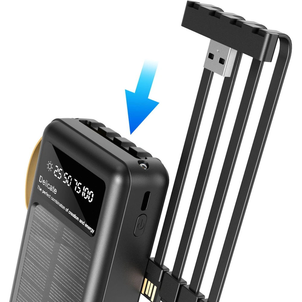Hurtownia GSM - Solární powerbank Dudao K18+ USB-A, USB-C, Lightning, microUSB 20000mAh černý - DDA345 - {ean13} - Hurt