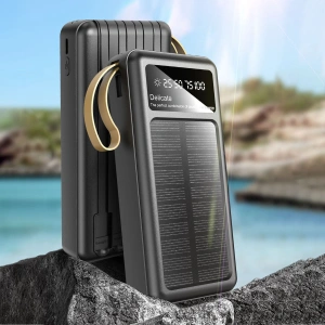 Hurtownia GSM - Solární powerbank Dudao K18+ USB-A, USB-C, Lightning, microUSB 20000mAh černý - DDA345 - {ean13} - Hurt